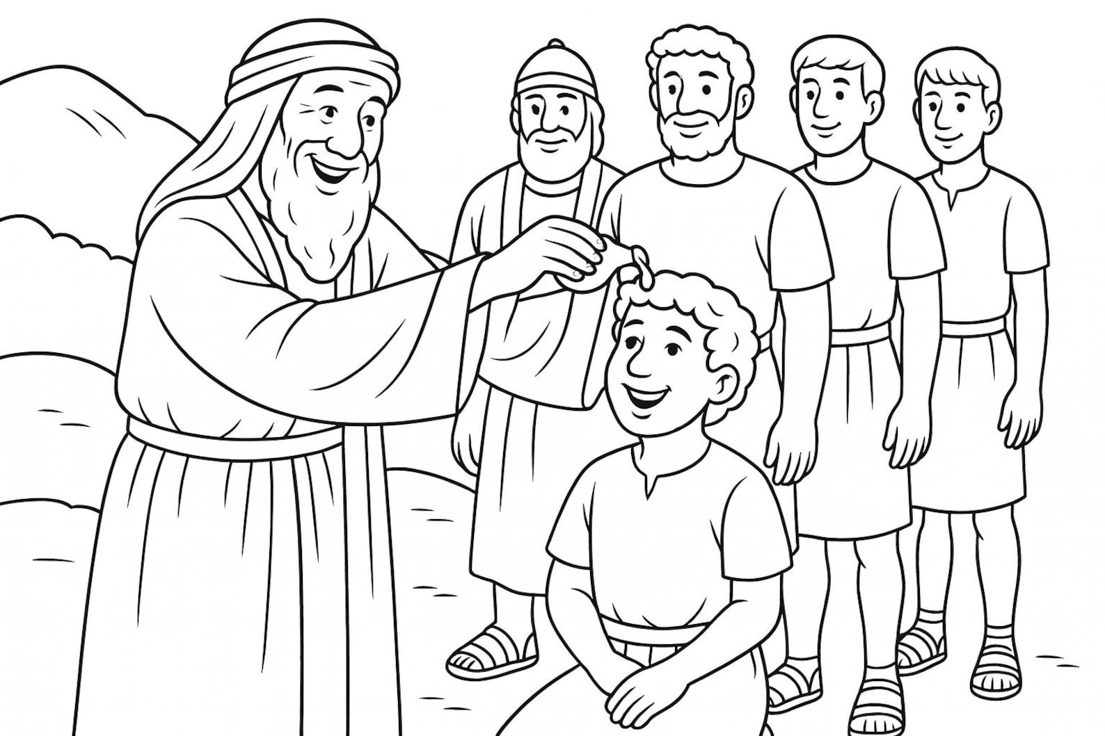 Samuel Anointing David Coloring Page - Bible Story Activity - Instant ...