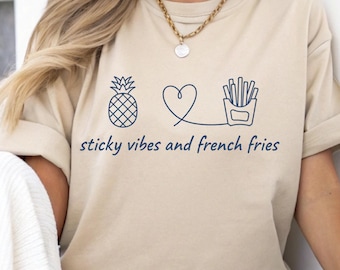 IVF Mom Pregnancy Transfer Day Sticky Vibes & French Fries T-Shirt for Infertility Awareness, Hope, Science Magic