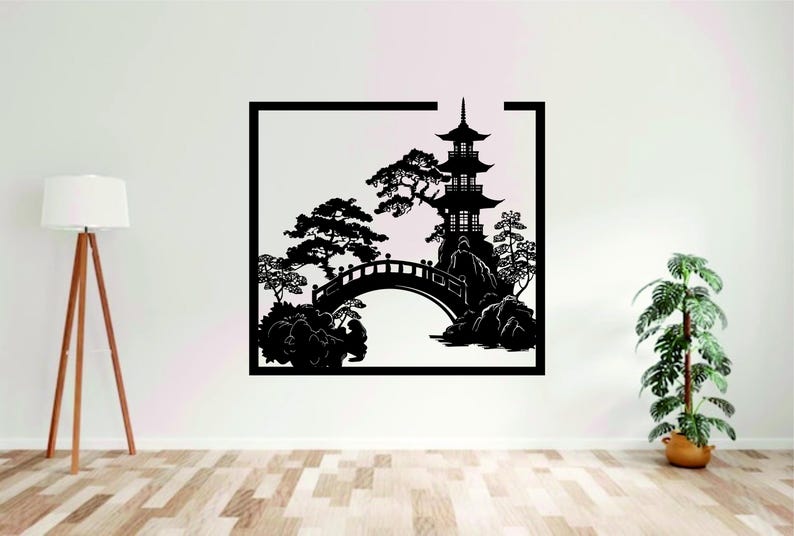 Japanese Pagoda Bridge Laser Cut File: CNC Router Vector Design ...