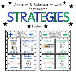 Addition and Subtraction With Regrouping Strategies Posters for ...