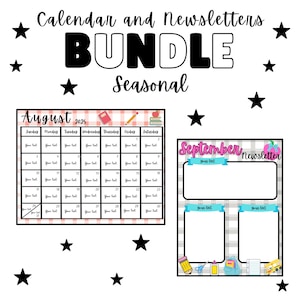 Newsletter Templates and Monthly Calendars for Fall, Classroom Bundle, Back to School, Editable Canva Template, Instant Download for Teacher
