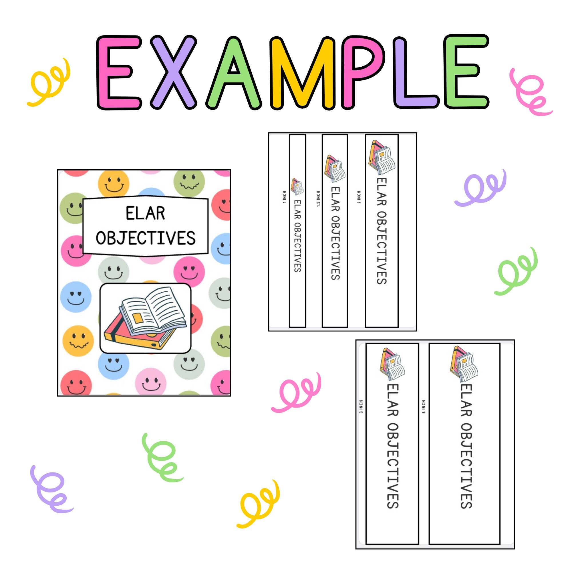 Cute and Colorful Binder Objective Covers and Spines, Objective Binder ...