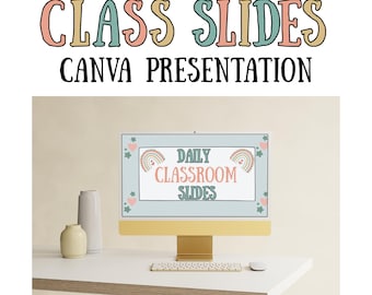 Daily Templates for Classroom, Editable Classroom Slides Template Canva, Class Daily Slides Objective, Teaching and Morning Meeting slides