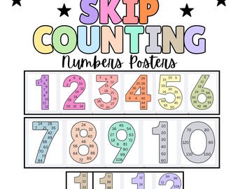 Skip Counting Display, Pastel Classroom Decor, Multiples Large Number Display, Skip Counting Poster, Math Posters, Multiplication, Counting
