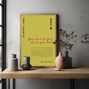 Spersonalizowany plakat z tekstem piosenki, plakat z tekstem piosenki do druku, grafika ścienna z tekstem piosenki, plakat muzyczny, spersonalizowana sztuka tekstu piosenki, spersonalizowany plakat z tekstem piosenki