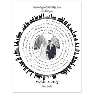 Customized Couple Song Lyrics Wall Art - Framed Wedding Decor Gift - Unique Art Poster