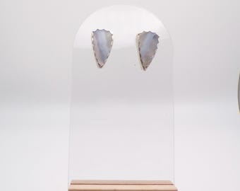 Sterling silver pale blue agate earrings