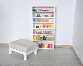 1:6 Scale Dollhouse Furniture PDF Pattern | Shoe Rack & Tufted Ottoman (Digital Download)
