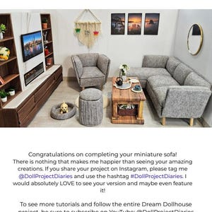 DIY Miniature Sofa Pattern PDF, 1:6 Scale Couch Tutorial, Digital Download, Cardboard Craft, Upcycling Hack image 4
