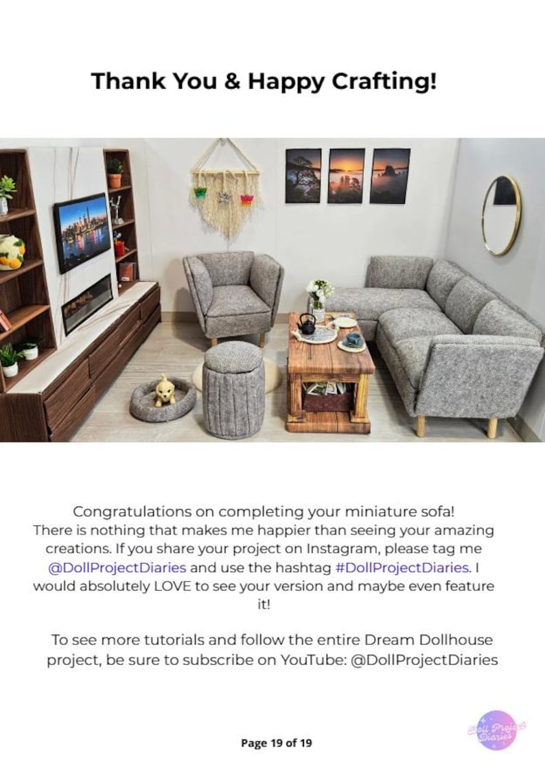 DIY Miniature Sofa Pattern PDF, 1:6 Scale Couch Tutorial, Digital Download, Cardboard Craft, Upcycling Hack image 4