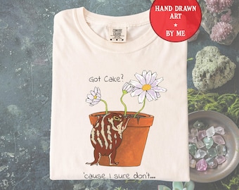 Maglietta unisex tinta in capo con scritta "La rana ha preso la torta", maglietta con umorismo sul giardinaggio, maglietta con umorismo volgare, maglietta con rana divertente,