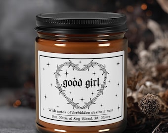 Good Girl Dark Romance Candle Gift, Booktok Girlies, Romantasy Lovers, Smut Lovers, Literary Candle, Gothic Candle, Literary Gift