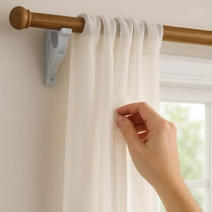 Curtain Rod Brackets Pair – Decorative Wall Mount Holders – Fits Rods up to 1.3&quot; – Light to Medium Curtains – 3D Printed