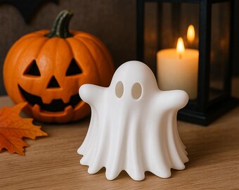 Figura decorativa de fantasma de Halloween - Figura de fantasma impresa en 3D para estantería - Figura coleccionable de fantasma PLA blanco - Decoración espeluznante para el hogar para Halloween