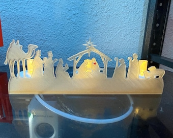 Nativity Silhouette Tealight Display, Christian Home Décor, LED Nativity Scene, Warm Glow Christmas Decor, Faith Gift