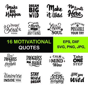 Motivational SVG Bundle: Inspirational Quotes, Cricut & Silhouette Designs (Digital Download