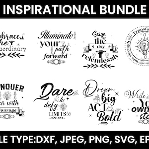 Inspirational Quotes SVG Bundle: Motivational Sayings, Positive Affirmations (Digital Download)