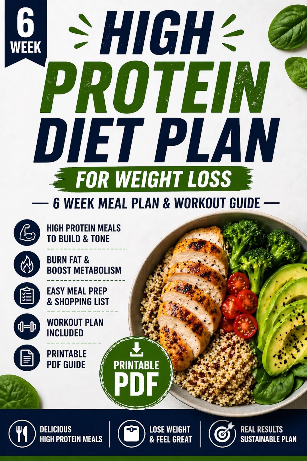 High Protein Diet Plan PDF | Muscle Gain & Fat Loss Meal Plan ...