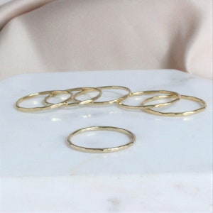 Minimalist Gold Ring, Stacking Gold Ring, Dainty Gold Ring, Tiny Stacking Gold Ring, Textured Ring, Minimalist Ring, Hammered Gold Ring