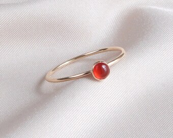 Minimalist Carnelian Ring, Dainty Gold Ring, Stacking Ring, Gemstone Ring Gold Dainty Carnelian Ring, Silver Minimalist Ring Gift for Her 4