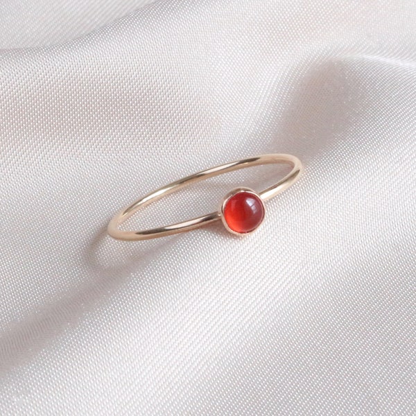 Minimalist Carnelian Ring, Dainty Gold Ring, Stacking Ring, Gemstone Ring Gold Dainty Carnelian Ring, Silver Minimalist Ring Gift for Her 4