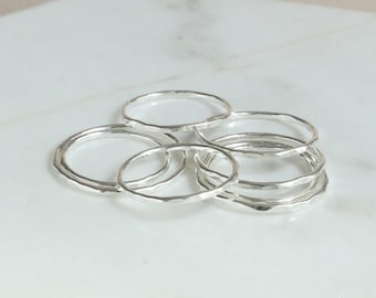 Minimalist Silver Ring, Silver Midi Ring, Dainty Silver Thin Stacking Silver Ring, Textured Ring, Minimalist Midi Ring, Hammered Silver Ring