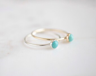 Minimalist Silver Turquoise Ring, Stacking Dainty Silver Ring, Gemstone Silver Dainty Turquoise Ring, Gold Minimalist Ring Gift for Her, 4mm