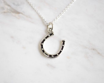 Horseshoe Necklace, Minimalist Dainty Necklace, Horse Lover Charm Necklace, Silver Horseshoe Necklace, Layering Necklace, Gift for Her