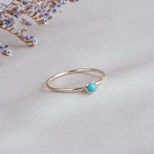 Minimalist Gold Turquoise Ring, Dainty Gold Stacking Ring, Gemstone Ring Gold Dainty Turquoise Ring, Tiny Minimalist Ring Gift for Her, 3mm