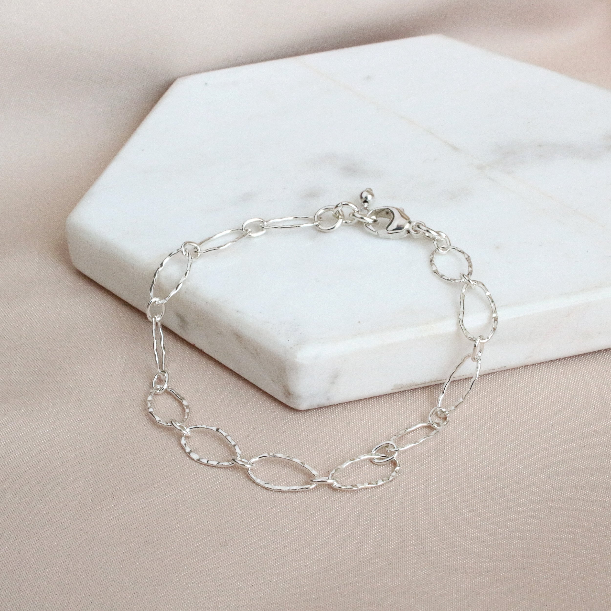 Hammered Sterling Silver Large Loop Bracelet, Layering Silver