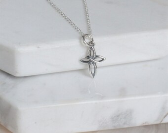 Minimalist Silver Cross Necklace, Religious Cross Necklace, Christian Cross Jewelry, Religious Cross Necklace, Gift for Her, Faith, Believe