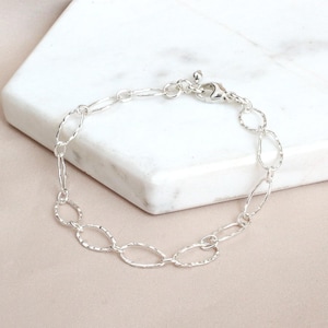 Hammered Sterling Silver Large Loop Bracelet, Layering Silver Bracelet, Dappled Silver Bracelet, Minimalist Silver Bracelet, Silver Bracelet