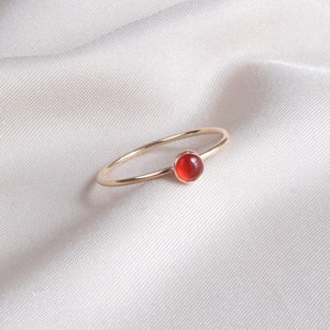 Minimalist Carnelian Ring, Dainty Gold Ring, Stacking Ring, Silver Gemstone Ring, Gold Carnelian Ring, Tiny Minimalist Ring Gift for Her 4mm