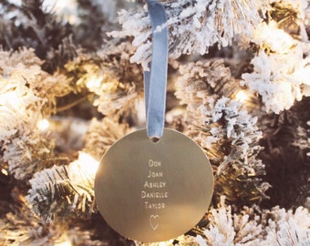 Custom Engraved Brass Ornament, Holiday Gold Ornament, Personalized Engraved Ornament, Engraved Ornament, Gold 3" Holiday Ornament