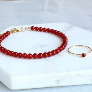 Carnelian Gemstone Bracelet Ring SET, Minimalist Carnelian Gemstone Bracelet, Positive Life Choices, Courage Motivates Success, Leadership 4