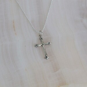 Sterling Silver Cross Necklace, Religious Cross Necklace, Christian Cross Jewelry, Religious Cross Necklace, Faith Gift, Spiritual Gift