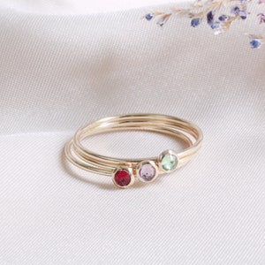 Mothers Ring, Minimalist Gold Birthstone Ring, Mother&#39;s Ring, Dainty Gold Ring, Stacking Birthstone Ring, Gold Ring, Mother&#39;s Gift for Mom