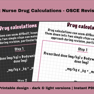 Vet Nurse Drug Calculations OSCE Template | Veterinary Nursing Revision | Printable & Digital Study Aid