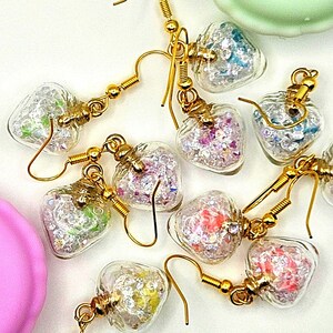 Pixie Dust Glow In The Dark GID Potion Heart Earring ~ FREE Ship + Trinket Box & GWPs ~ Sparkle Special Fairy Magic Magical Jewelry Shaker