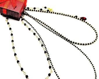 Mangalsutra By The Inch ~FREE Gift Box + GWPs~ Swarovski Brio Accent ~ Necklace and/or Bracelet ~ Black Spinel Gemstone or Czech Firepolish