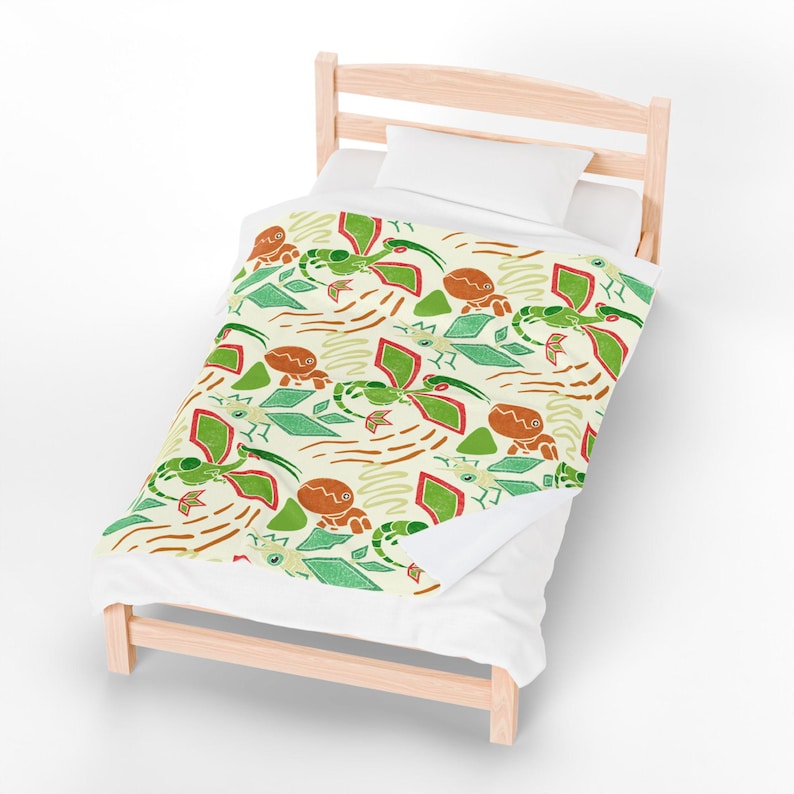 Flygon Velveteen Plush Blanket, Pokemon Cozy Throw, Trapinch Vibrava Pokemon Bedding, Gift for Pokemon Lovers, Pokemon Throw Blanket image 7