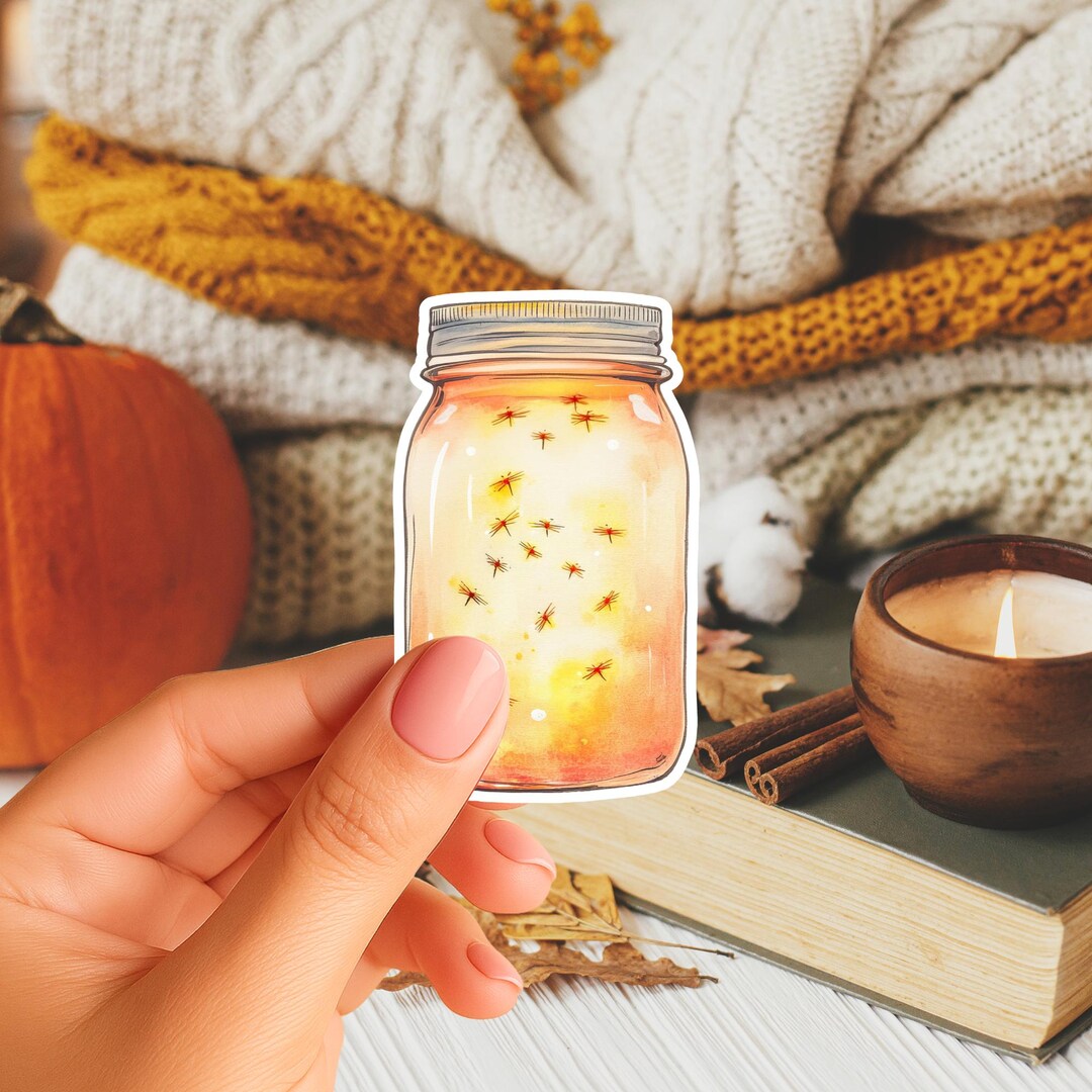 Fireflies in a Jar Magnet – Cozy Autumn Collectible Fridge Magnet ...