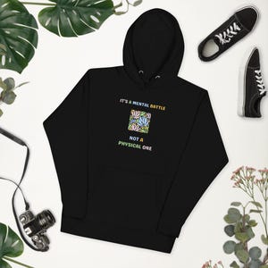 Cozy Unisex Emetophobia Awareness Hoodie – It’s a Mental Battle, Not a Physical One with Floral Accents | Anxiety Relief Pullover Gift