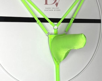 Męskie stringi typu torpedo, elastyczna bielizna z spandexu, ręcznie robiona bielizna dla sissy