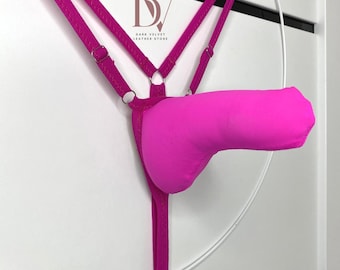 Mens g strings Torpedo Pouch Thong, Stretchy Spandex Lingerie,  Handmade  Sissy Lingerie