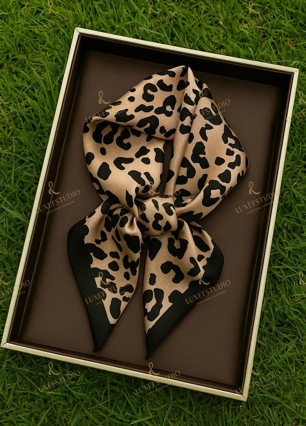 Grand Foulard Léopard Beige Et Marron | Élégant Et Fluide | Coton Et Viscose