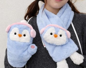 Penguin Winter Gloves – Soft Knit Cartoon Mittens
