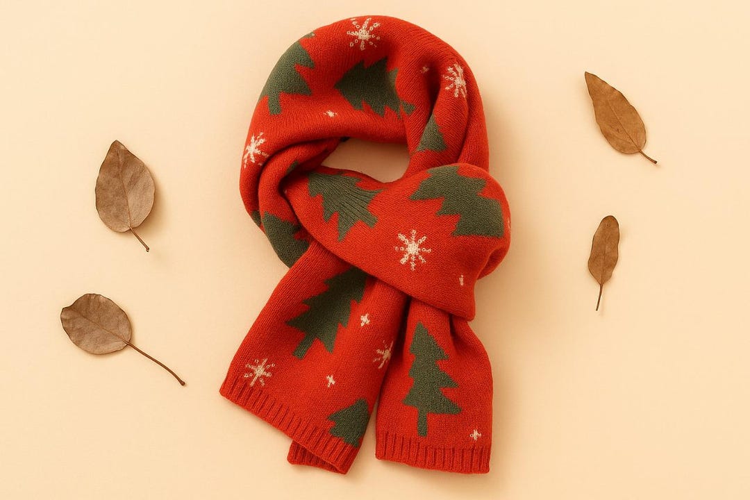 Knit Christmas Tree Scarf | Red & Green Holiday Wrap - Etsy