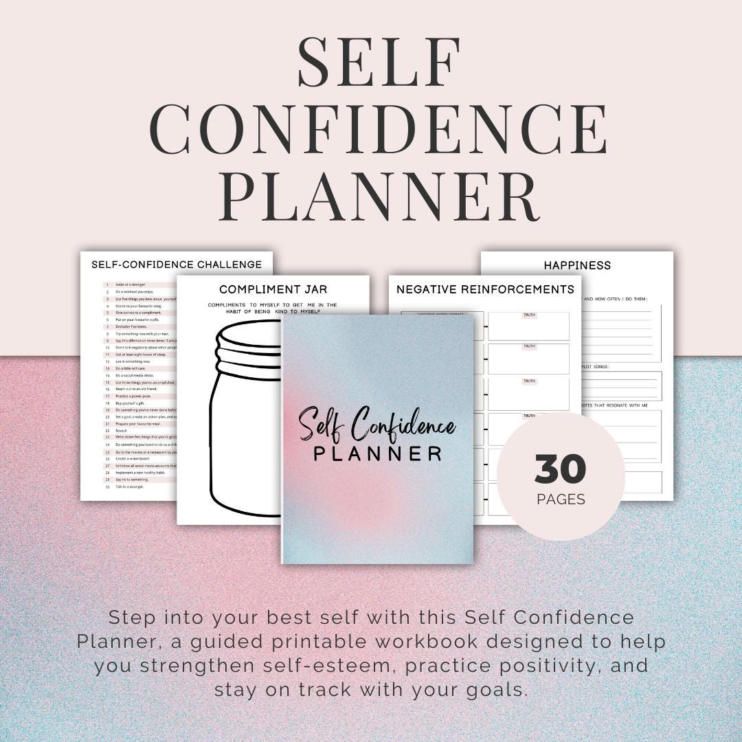 Self Confidence Planner | Self-esteem Journal, Mindset Workbook & Daily ...