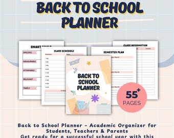 Back to School Planner | Student & Teacher Organizer, Homework Tracker, Academic Calendar, Supply Checklist